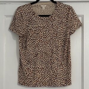 J. Crew Animal Print Short Sleeve Top - Brown and Black GUC
